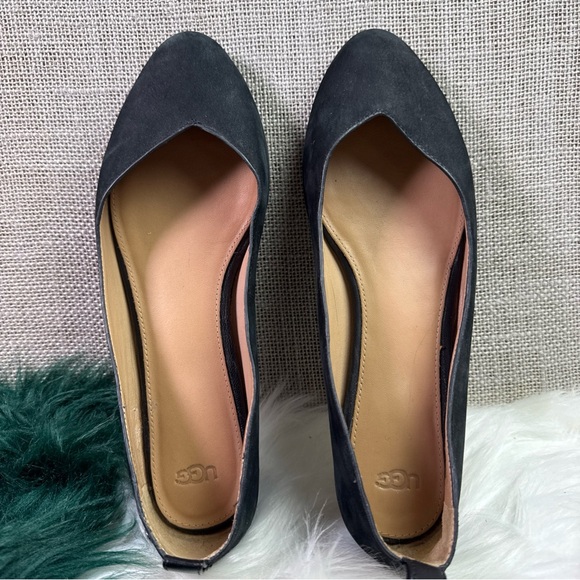 UGG "LYNLEY" WOMENS BALLERINA BLACK SUEDE LEATHER FLATS -size 7 - Picture 11 of 13